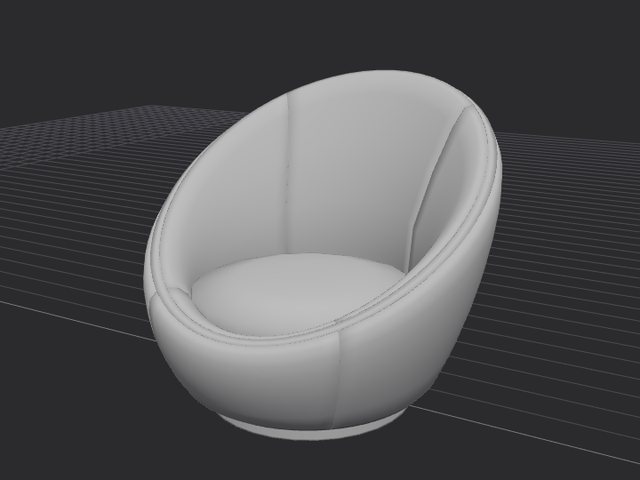 An uploaded armchair model shown as grey clay